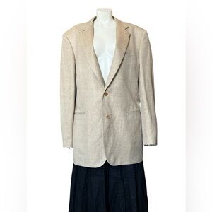 Brooks Brothers 1818 Madison Silk Linen & Cotton Blend Blazer Mens 42L Beige